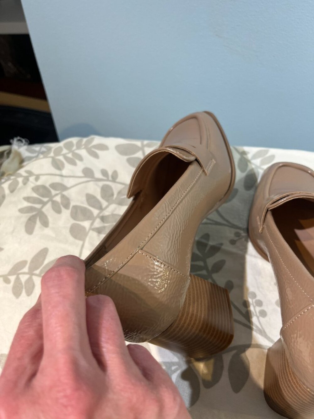 Loafer Heeled - Taupe Patent - Womens 9.5 Block Heel Preppy office wear - Picture 7 of 10